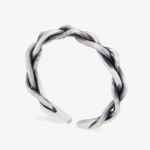 NEW Lg Unisex Solid Twist 925 Sterling Silver Bracelet, Adjustable - Picture 2 of 14